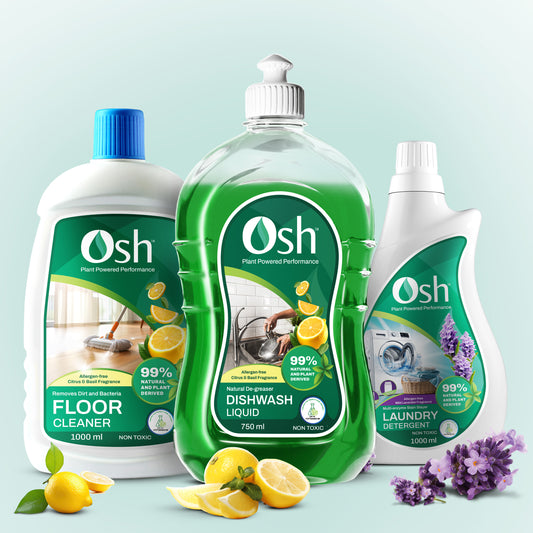 Combo Packs - Natural Laundry Detergent 1000 ml + Natural Floor Cleaner 1000 ml + Natural Dishwashing Liquid 750 ml