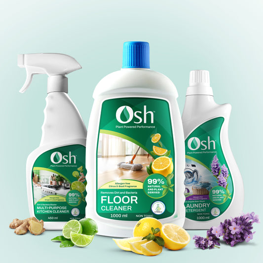 Combo Packs - Natural Laundry Detergent 1000 ml + Natural Floor Cleaner 1000 ml + Natural Multipurpose Kitchen Cleaner 450 ml